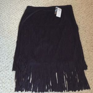 Chico's Faux Suede Fringe Skirt